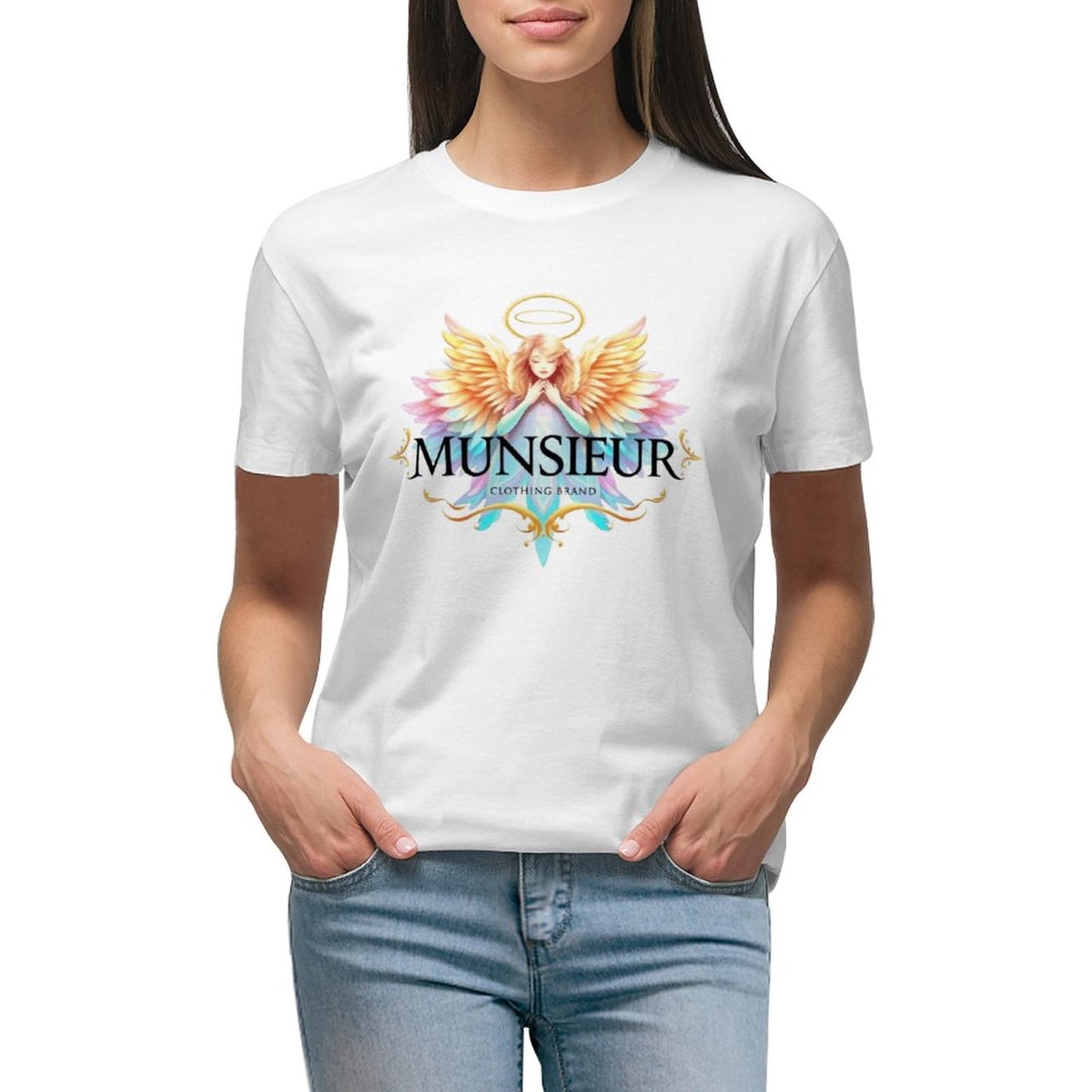 Munsieur Designer T-shirt for Women "Angel" Drip With Confidence Streetwear for Her