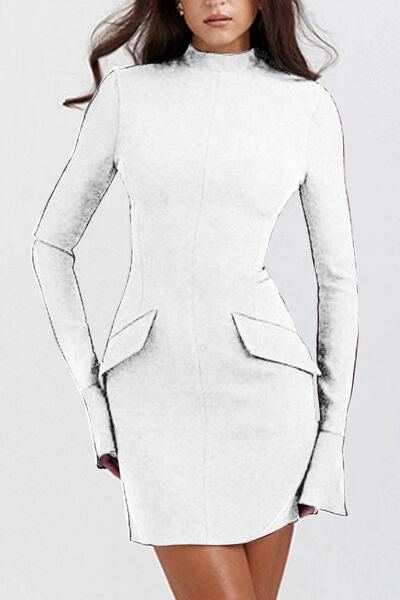 Mock Neck Long Sleeve Mini Dress - Munsieur