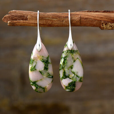 Teardrop Shape Natural Stone Dangle Earrings - Munsieur