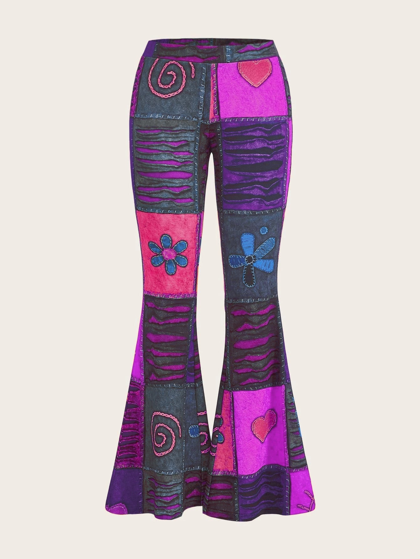 Pattern Abstract Art Style Personality Trend Tight Bootcut Jeans