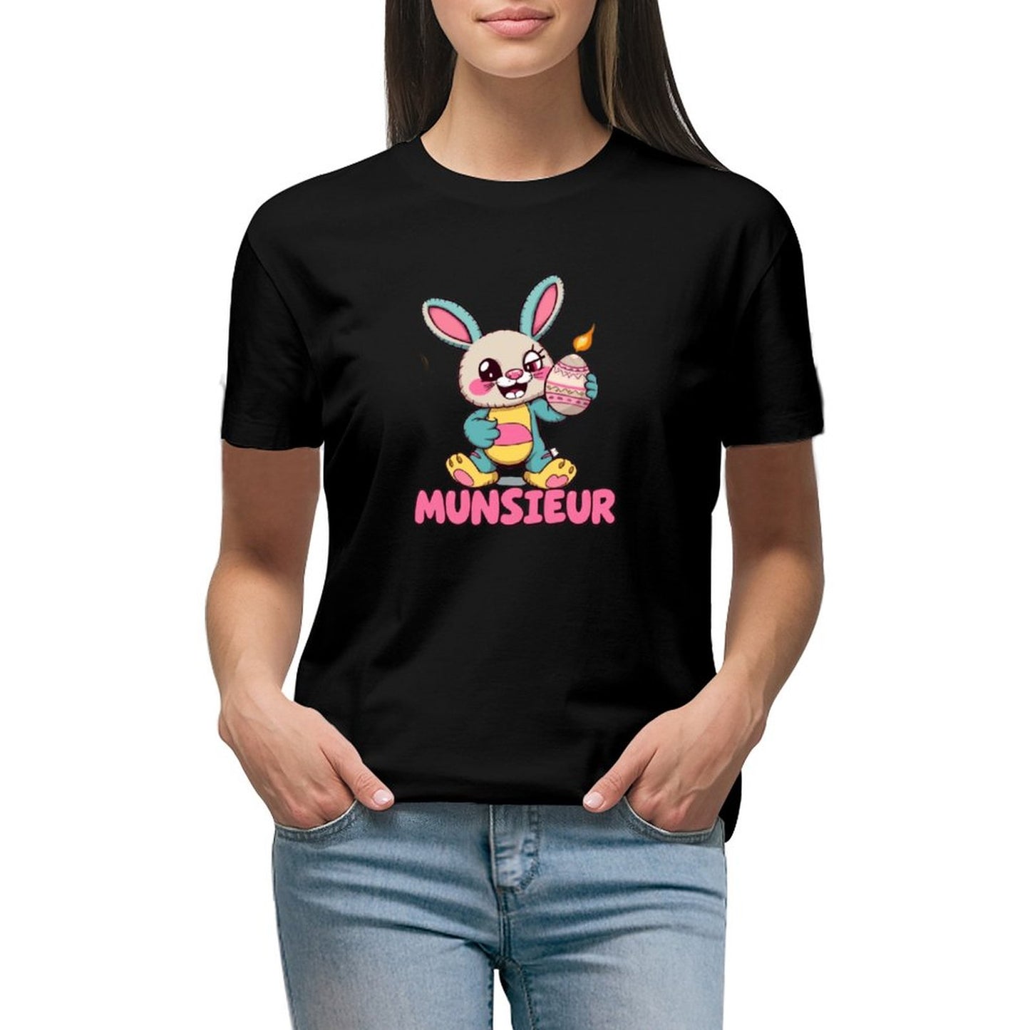 Easter Collection Munsieur Brand T-shirt for Women "Bunny Boom" Designer Streetwear for Her