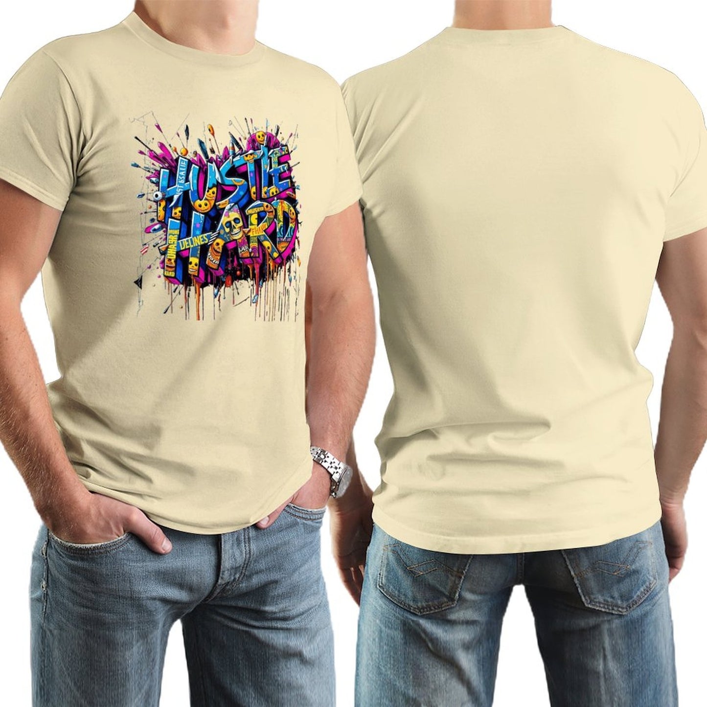 Men's Tee "Hustle Hard" Streetwear Design