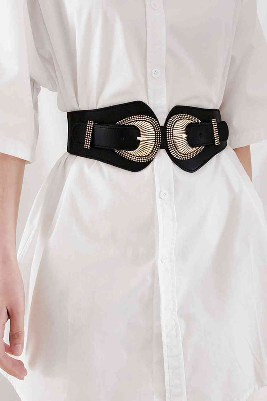 Shell Double Buckle Elastic Wide Belt - Munsieur