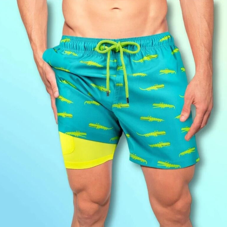 Summer Menswear Beach Sports Printed Double-layer Shorts - Munsieur