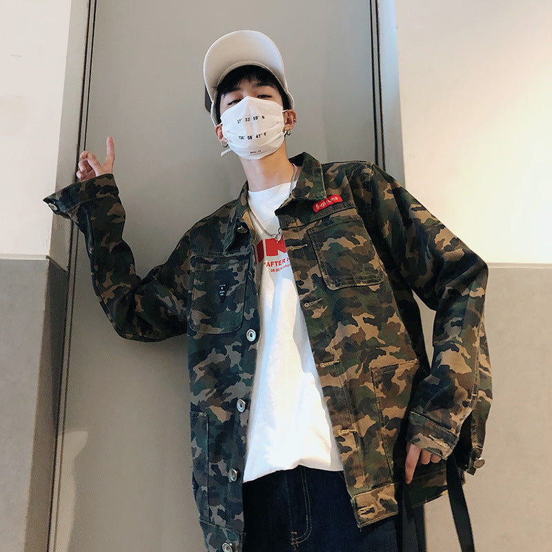 New Mens Camouflage Denim Coat Man Coats Masculine coats Fashion Design