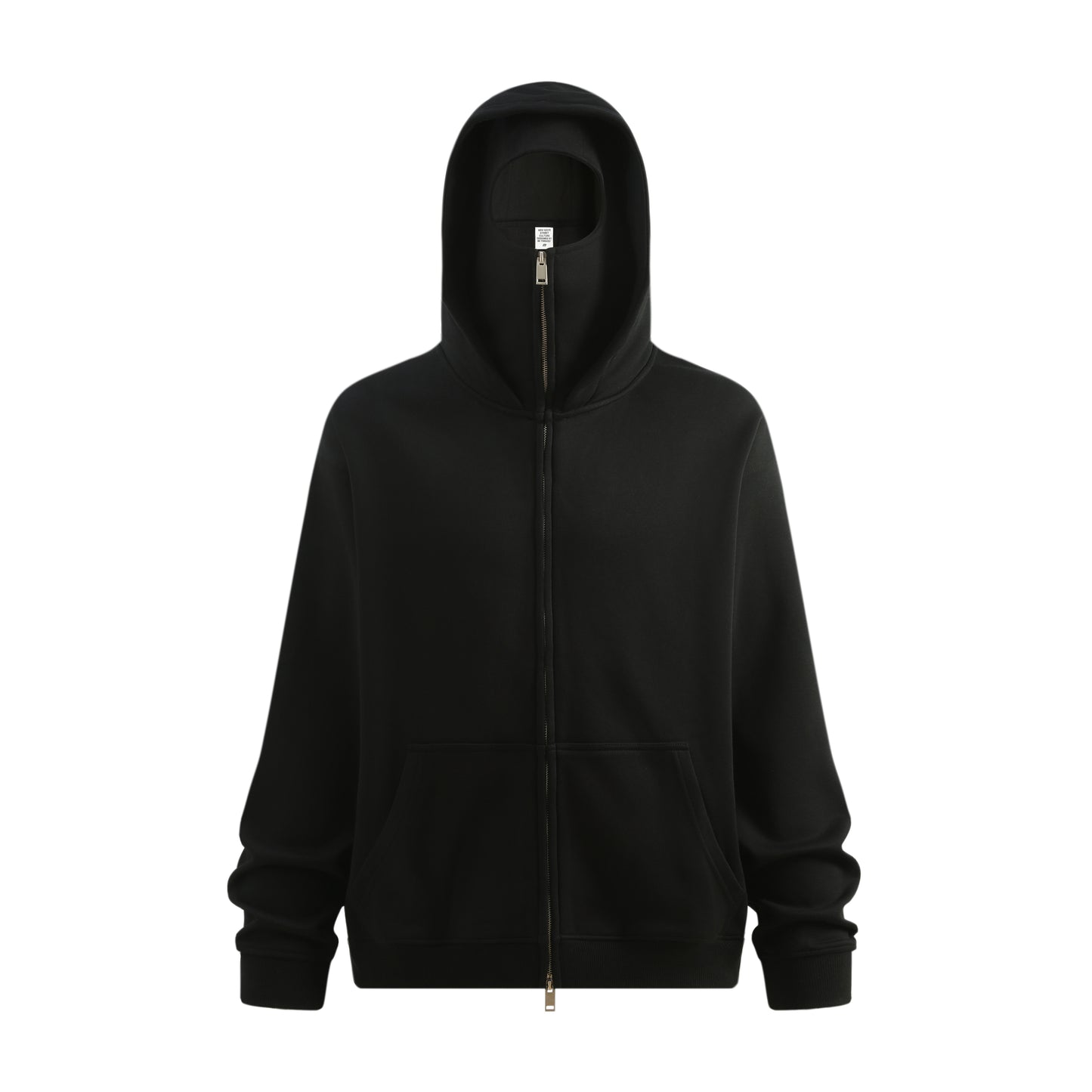 340GSM Men’s Trendy Fleece Zip-Up Windproof Face-Mask Hoodie Black
