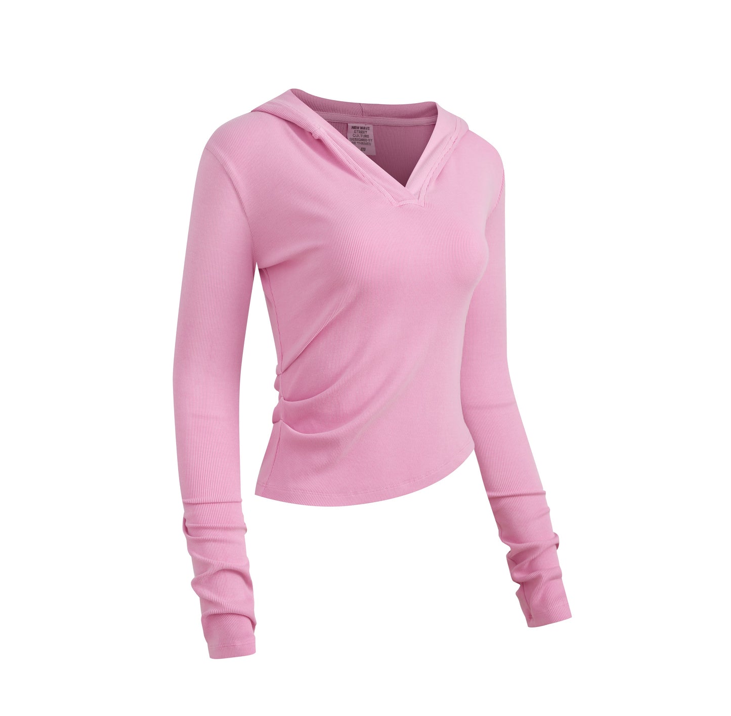 275GSM Women’s Slim-Fit Pigment-Wash Long-Sleeve Rose pink