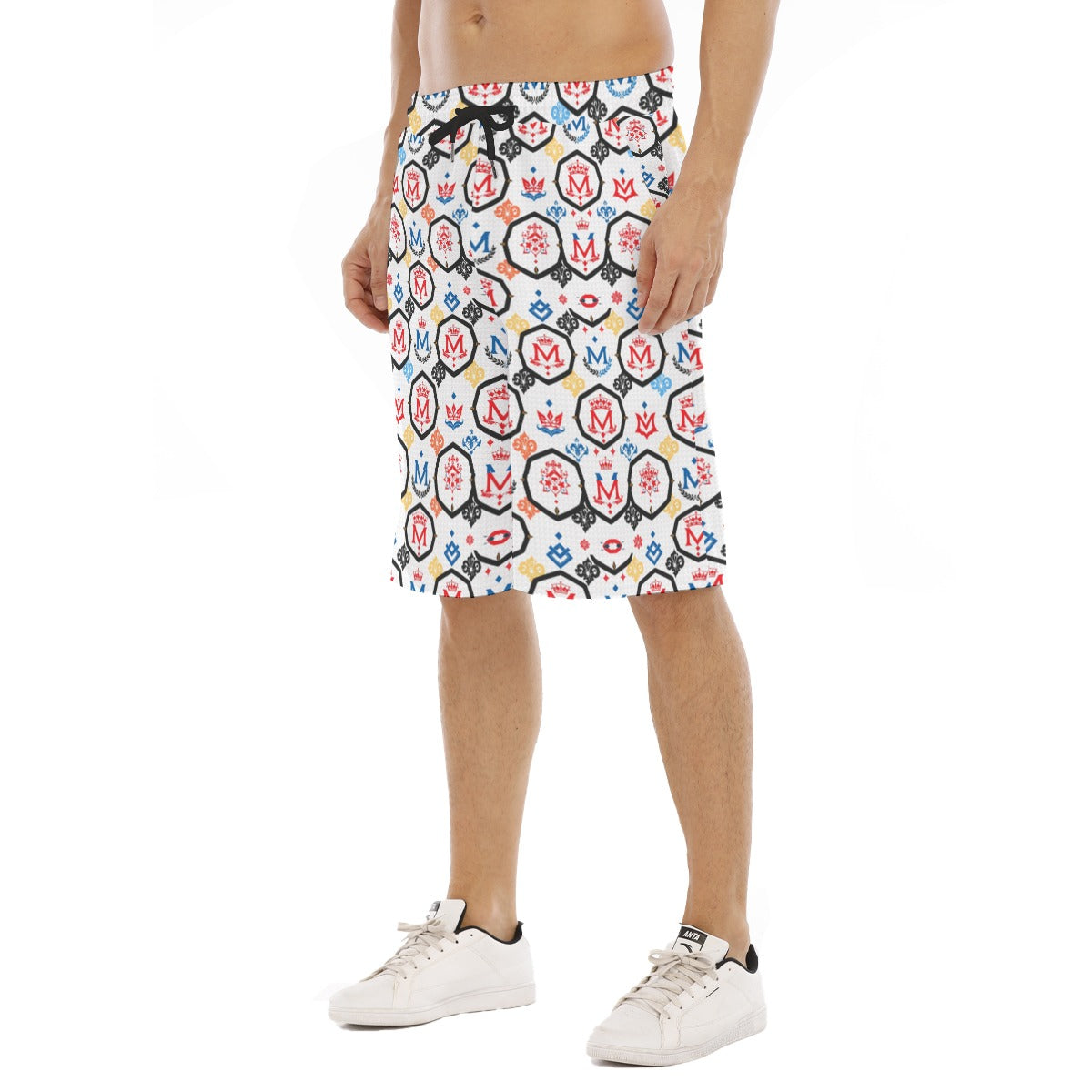 Munsieur luxury men's shorts for summer with colorful geometric and emblem patterns