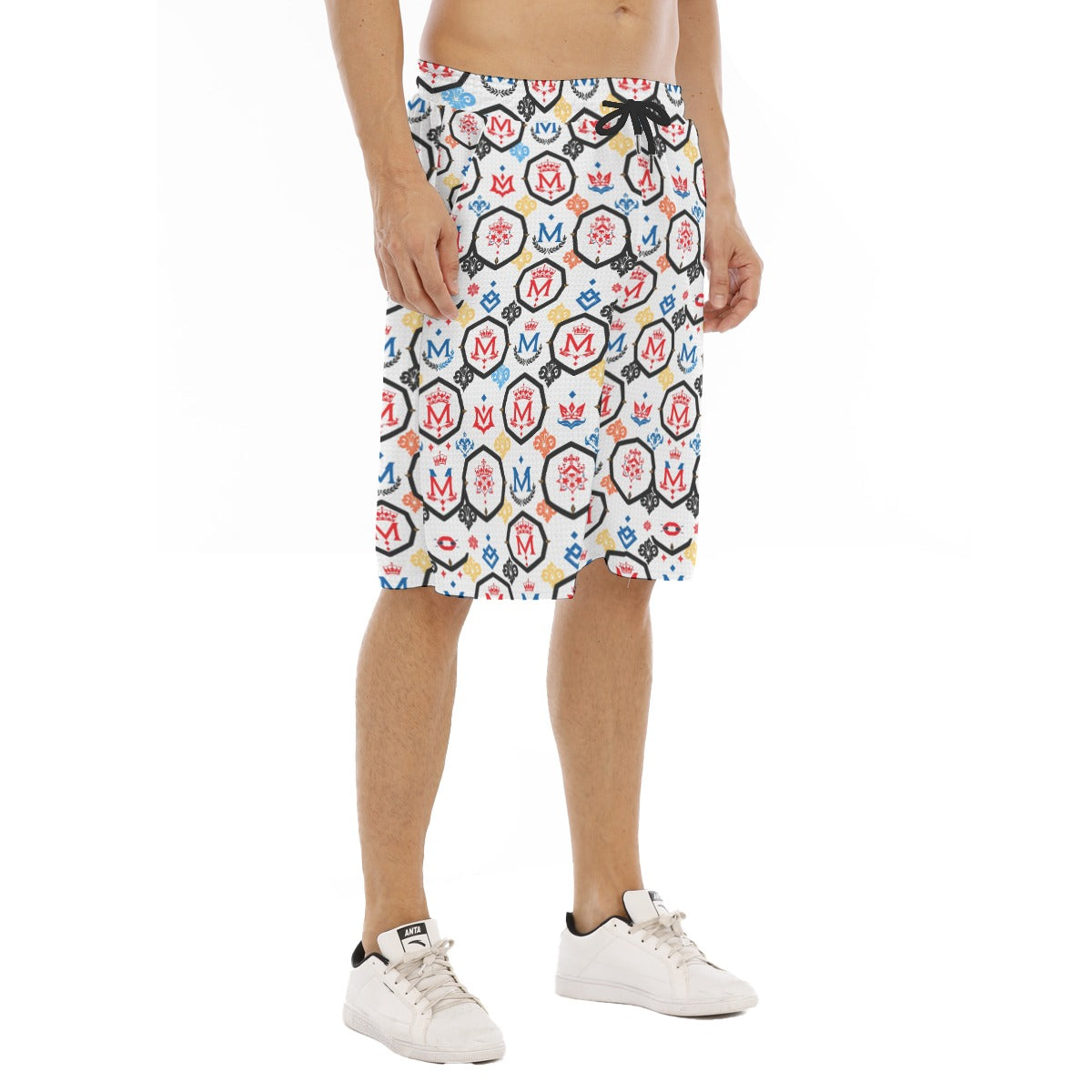 Munsieur luxury men's shorts for summer with colorful patterned design and black drawstring