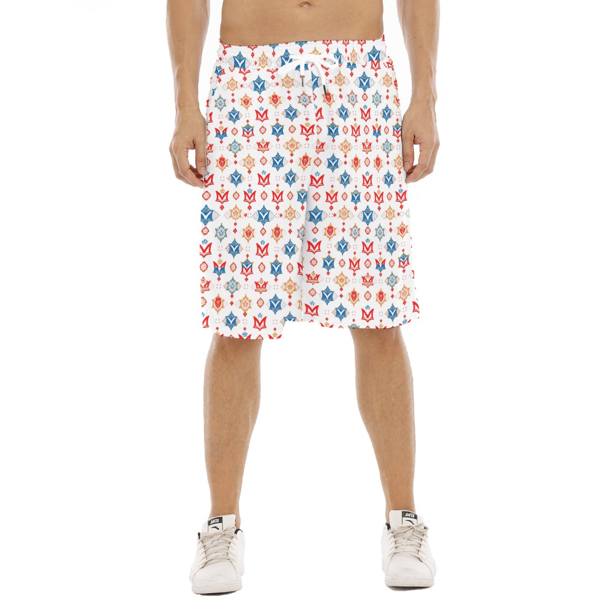 Munsieur luxury men's summer shorts with colorful red and blue pattern and comfortable fit