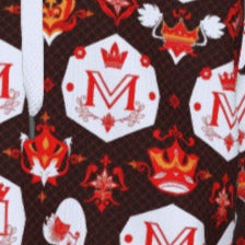 Munsieur men's luxury zipper hoodie with red crown and emblem pattern on black fabric