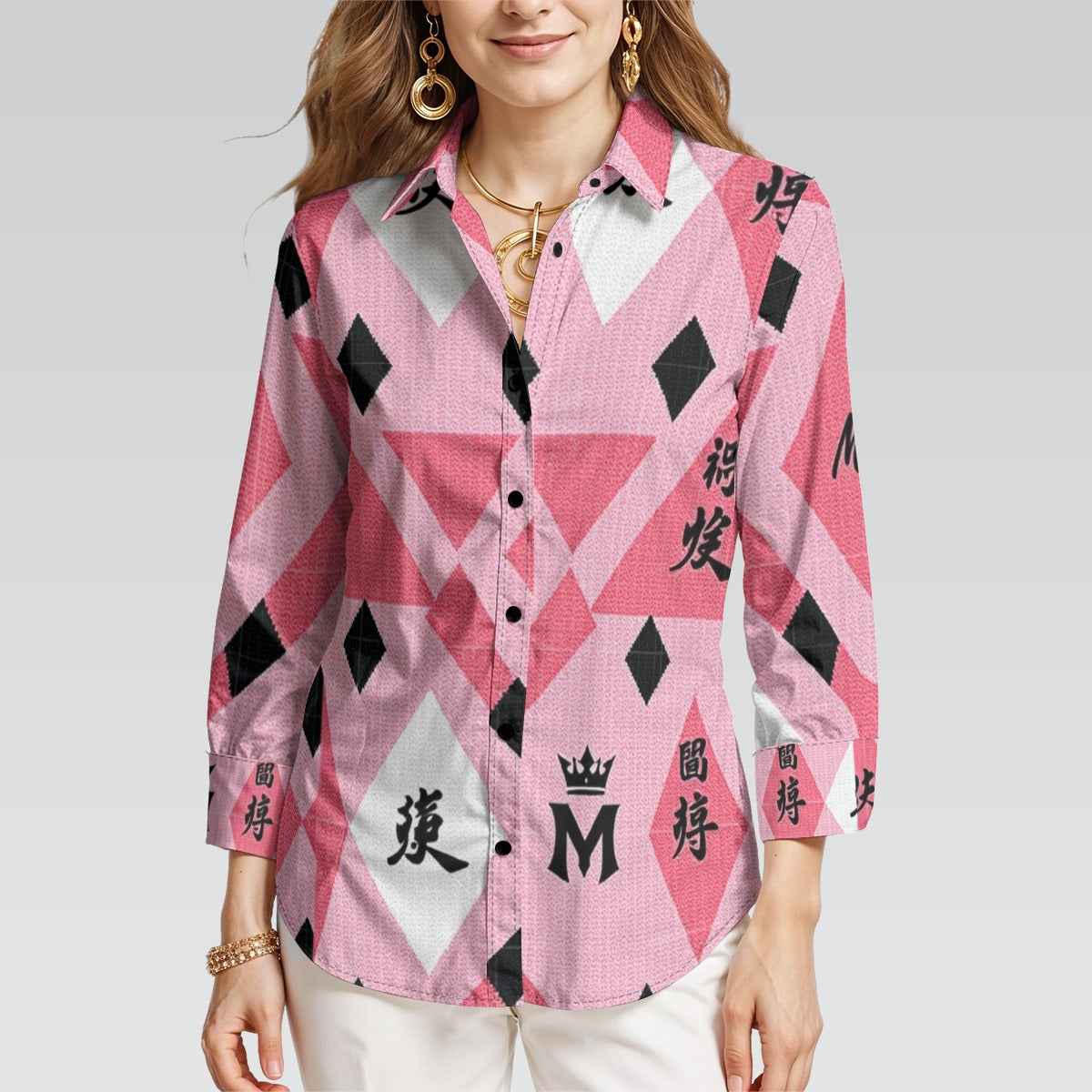 MUNSIEUR All - Over Print Women's 3/4 Sleeve Blouse - Munsieur