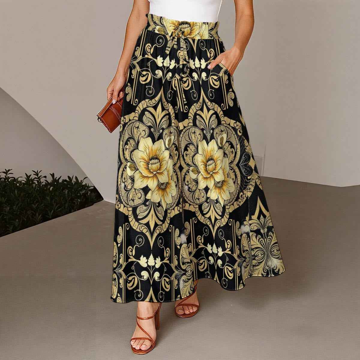 MUNSIEUR All - Over Print Women's Ruffled Wide - Leg Jeans - Munsieur