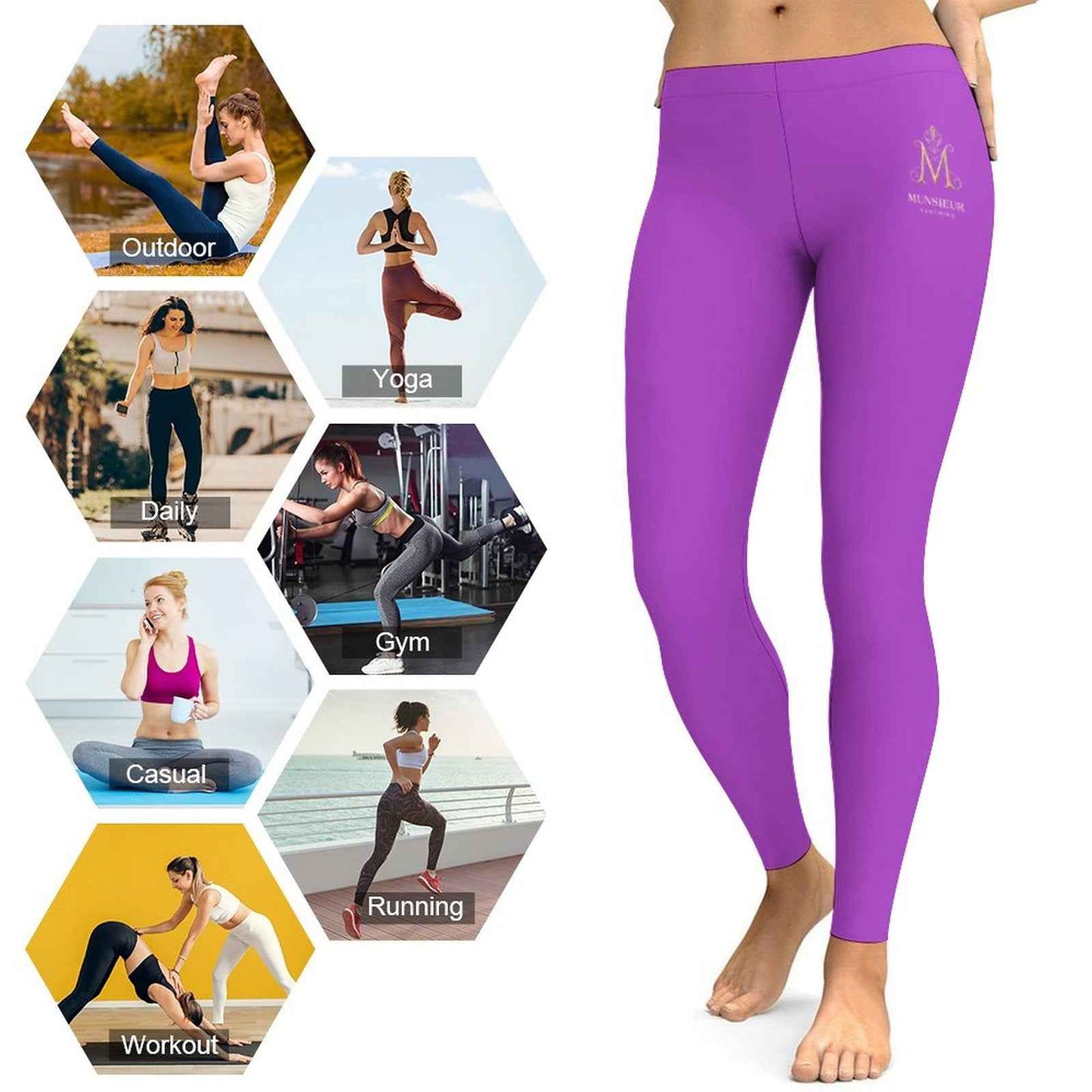 Munsieur Fashion Leggings in Vibrant Purple - Munsieur
