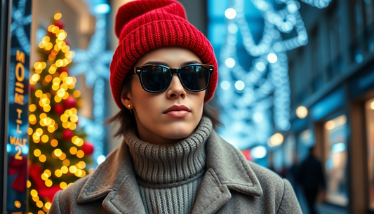 Christmas A stylish person wearing luxury streetwear shopping online