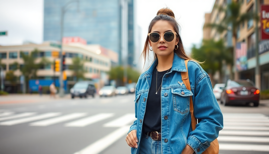 A stylish woman in trendy urban wear on the street