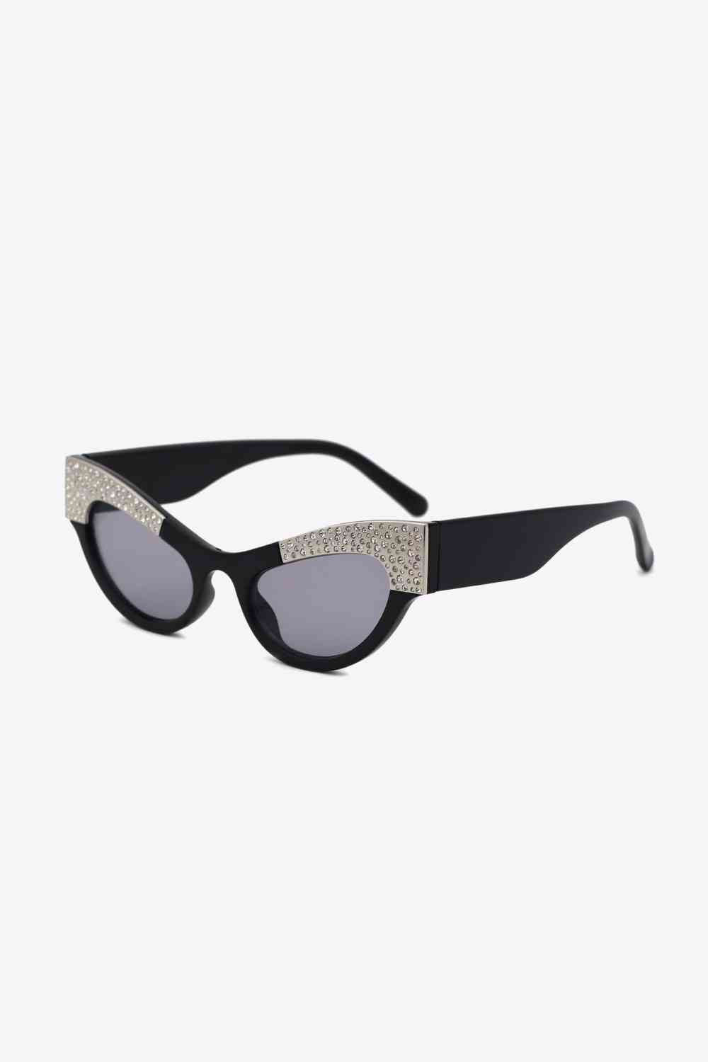 UV400 Rhinestone Trim Cat-Eye Sunglasses - Munsieur