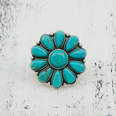 Turquoise Alloy Flower Ring - Munsieur