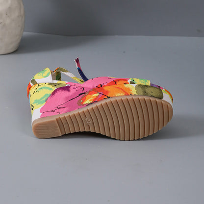 Women's Wedges Platform Peep-toe Waterproof Platform Casual All-match Multicolor