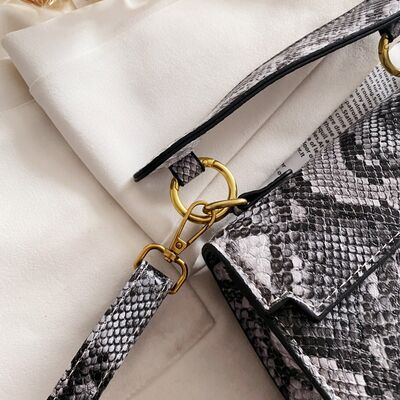 PU Leather Snakeskin Print Crossbody Bag - Munsieur