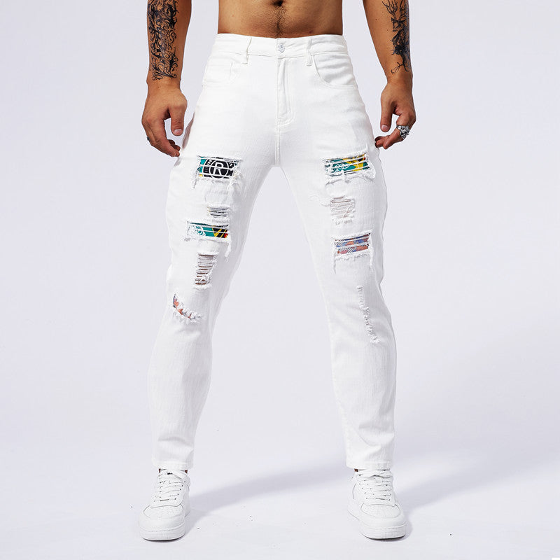 Hole Patched Washed Pants for Men