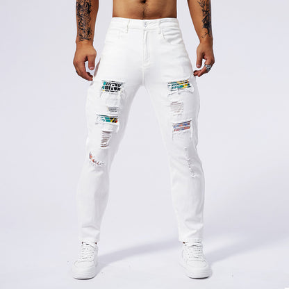 Hole Patched Washed Pants for Men