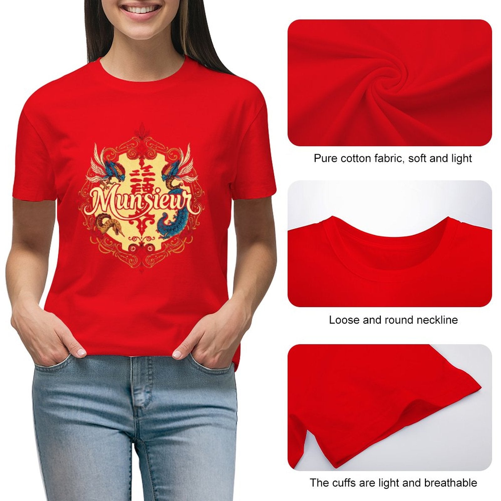 **Heatwave Sale** Munsieur Women's T-shirt Designer Streetwear for Her