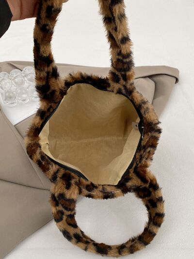 Leopard Fluff Handbag with Zip - Munsieur