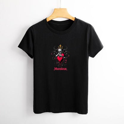 Munsieur Women's T-shirt "Queen" Bleeding Collection for Valentine's Day Embroidered