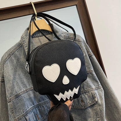 Halloween Skull Shoulder Bag with Love Eyes - Fashion Crossbody Bag