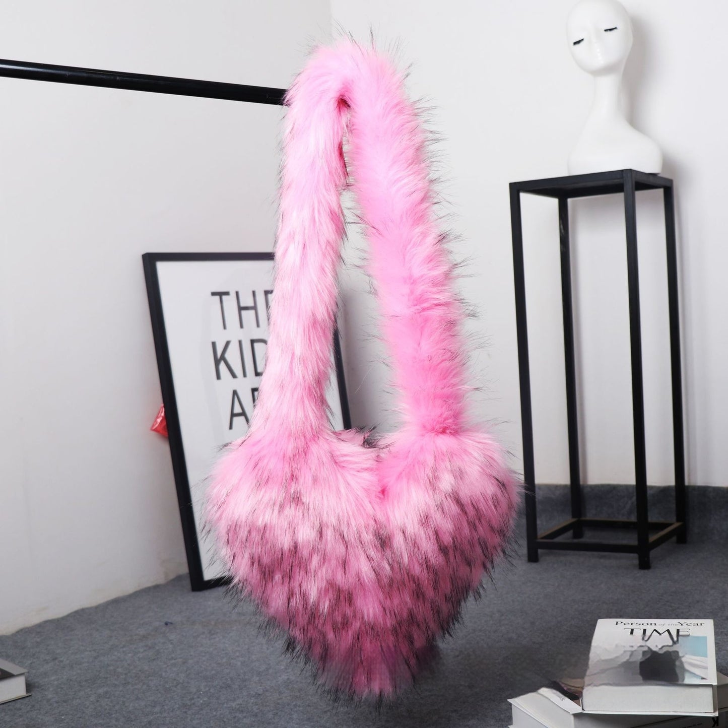 Crossbody Love Women's Fur Plush Big Bag Capacity Personality Purse