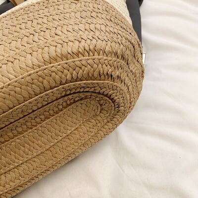 Contrast Straw Braided Handbag - Munsieur