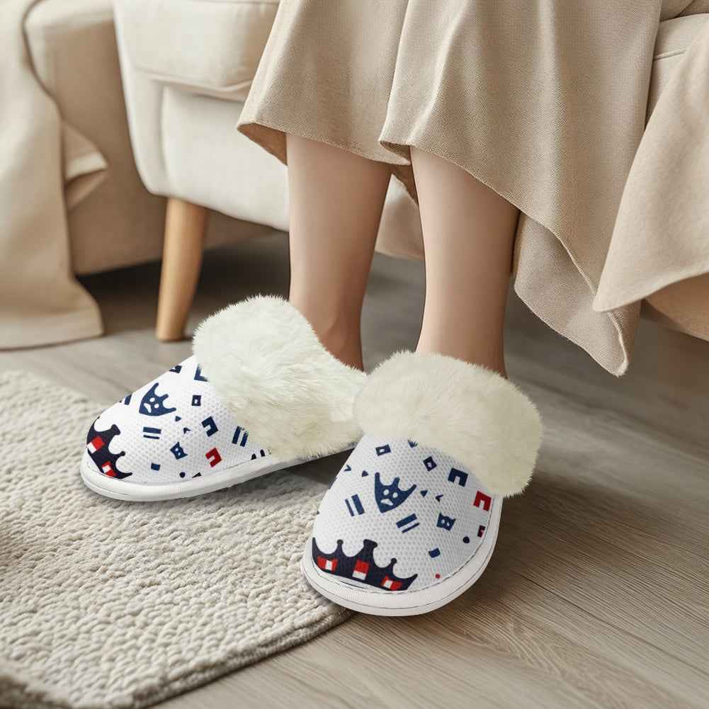 Cotton slippers with fur edges