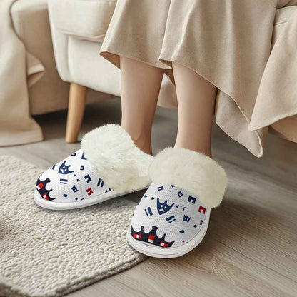Cotton slippers with fur edges