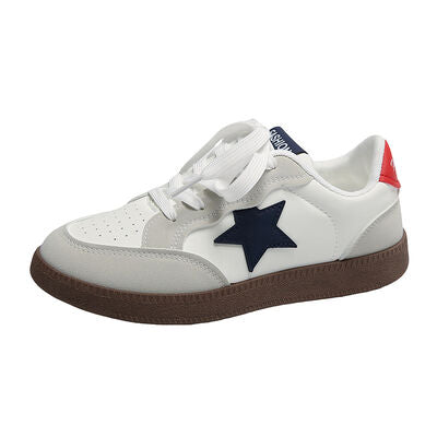 Contrast Star Lace-Up Athletic Sneakers - Munsieur