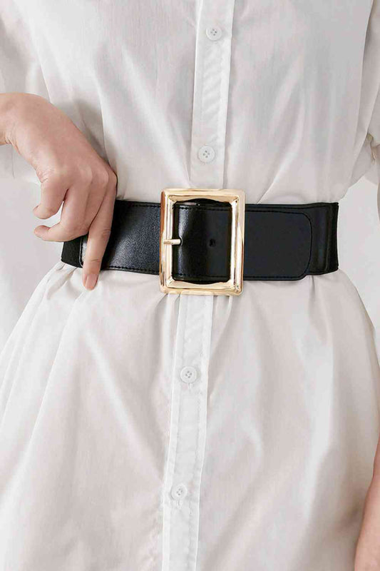 Rectangle Buckle Elastic Wide Belt - Munsieur