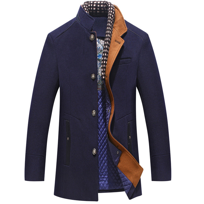 Men's Woolen Coat Thickened Collar Coat - Munsieur