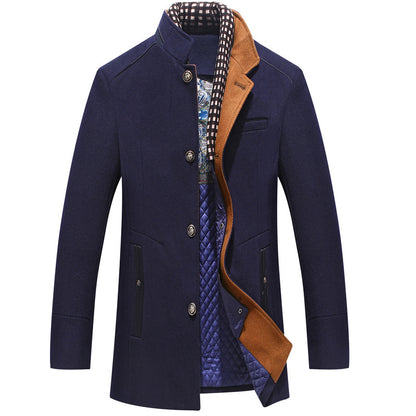 Men's Woolen Coat Thickened Collar Coat - Munsieur