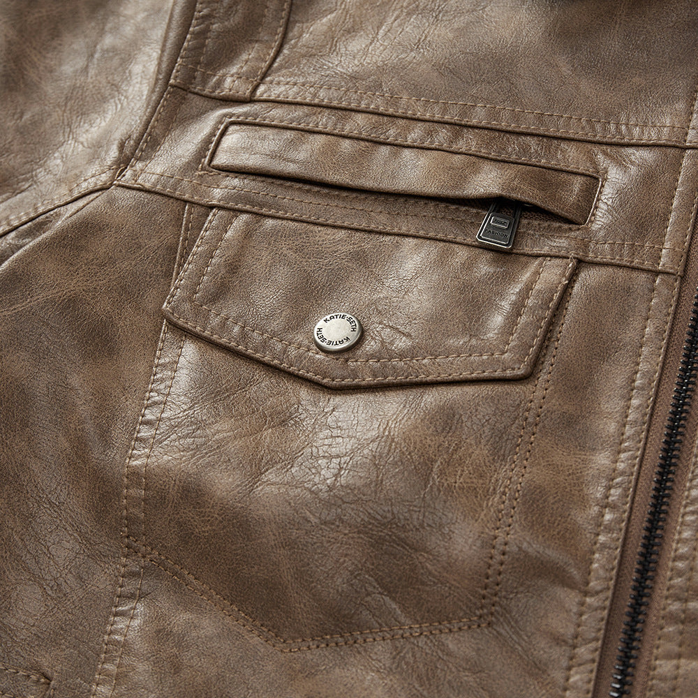 Men's Lapel Fashion Casual Men's Clothing Leather Coat Motorcycle Style - Munsieur