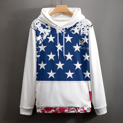 **Summer Sale** Munsieur Men's Graphic America's Pride Hoodie - Munsieur