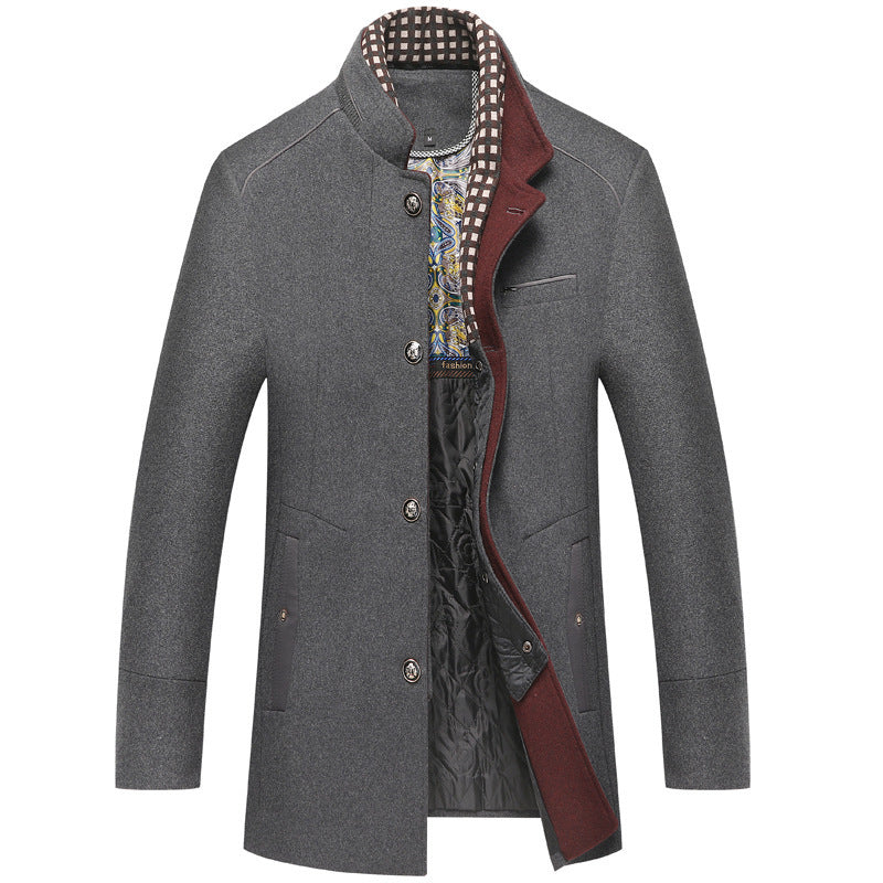 Men's Woolen Coat Thickened Collar Coat - Munsieur