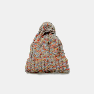Contrast Cable-Knit Hat with Pompom - Munsieur