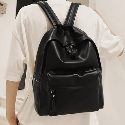 Stylish PU Leather Zip Backpack for Everyday Use - Munsieur