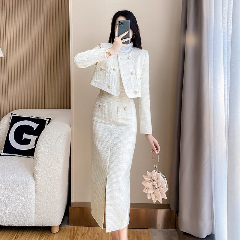 Women's Fashion Woolen Skirt Two-piece Set - Munsieur