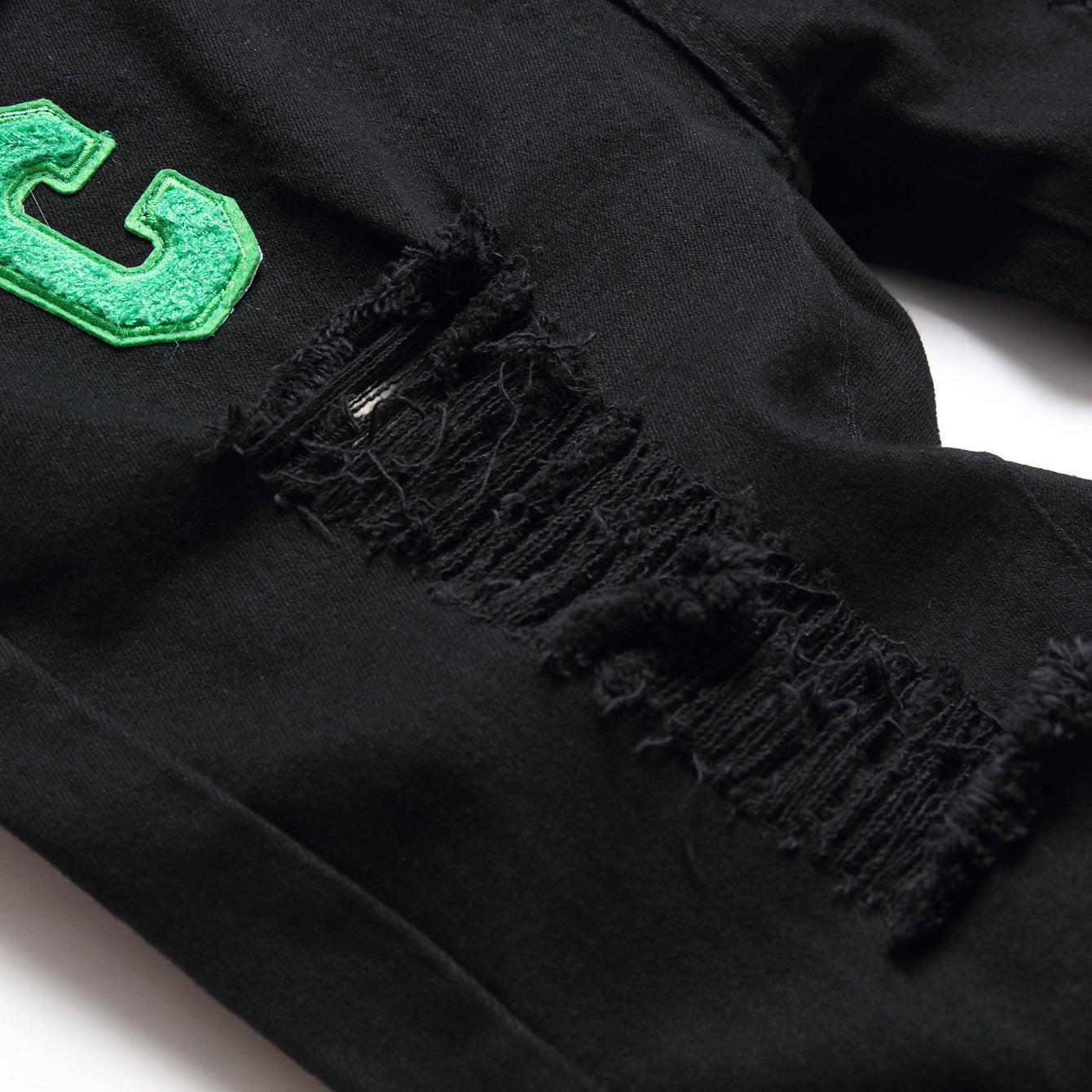 Men's Black Designer Patched Pants High Quality Fabric Slim-fitting