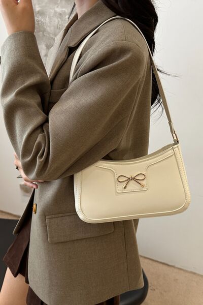 Bow Trim PU Leather Shoulder Bag - Munsieur