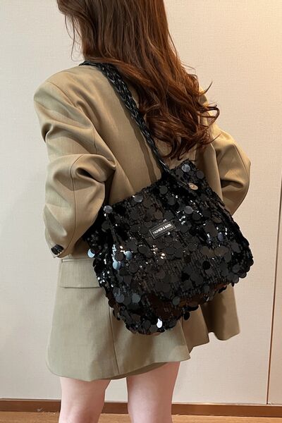 Sequin Braided Strap Shoulder Bag - Munsieur
