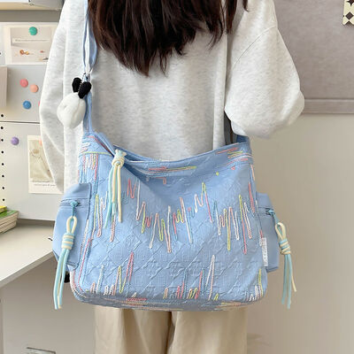 Contrast Texture Shoulder Bag - Munsieur