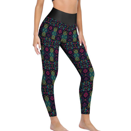 Munsieur Design Custom Printed Honeycomb Textured Yoga Leggings for Women
