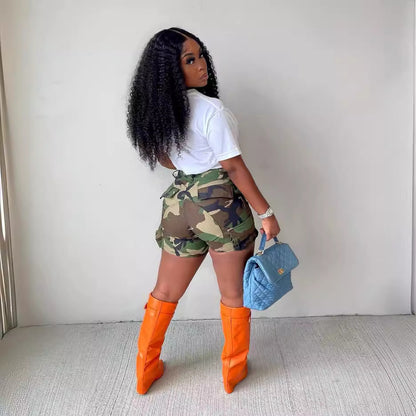 Women's Camouflage Printed Stitching and Tooling Bottoms - Munsieur